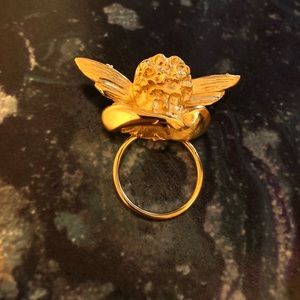 Vintage cherub gold tone brooch